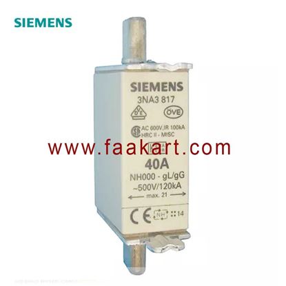 Picture of 3NA3817 Siemens  40A 000 NH Centred Tag Fuse