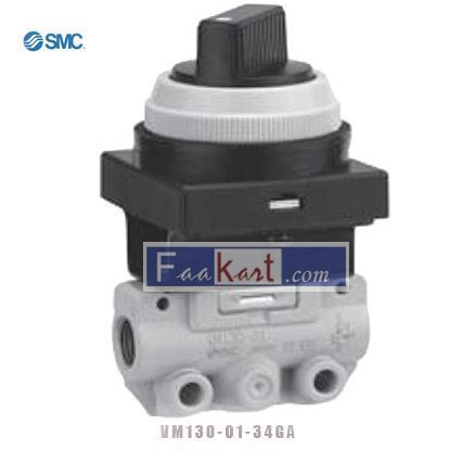 Picture of VM130-01-34GA SMC Twist Selector (2 Position) Pneumatic Manual Control Valve VM100 Series