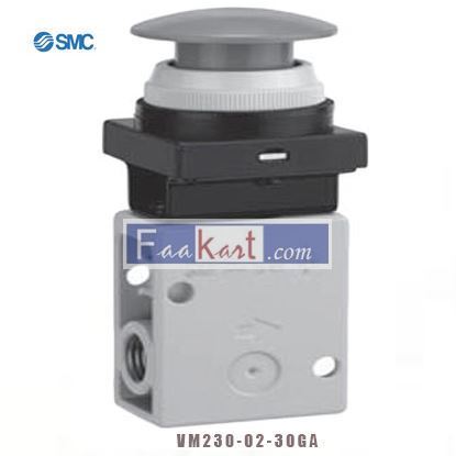 Picture of VM230-02-30GA SMC Push Button (Mushroom) Pneumatic Manual Control Valve VM200 Series