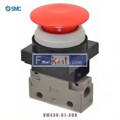 Picture of VM430-01-30R SMC Push Button 3/2 Pneumatic Manual Control Valve VM400 Series