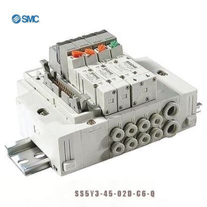 Picture of SS5Y3-45-02D-C6-Q SMC Manifold SY3000 type 45, 2 station 6mm