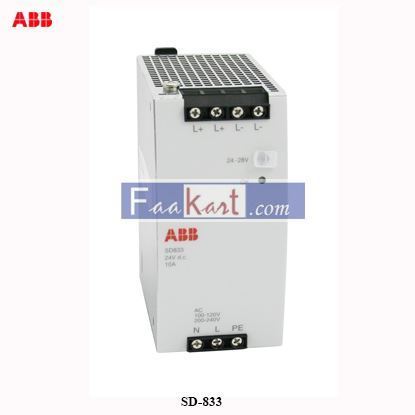 Picture of POWER SUPPLY; SD-833, ABB TYPE: SD-833  IN: 100-120VAC/200-240AC; AUTO-SELECT, IN 240W, OUT:24VDC