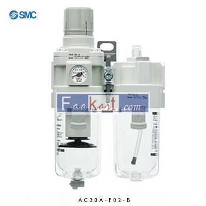 Picture of AC20A-F02-B SMC G 1/4 FRL Assembly, Manual Drain, 5μm Filtration Size