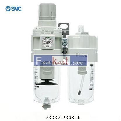Picture of AC20A-F02C-B SMC G 1/4 FRL Assembly, Automatic Drain, 5μm Filtration Size