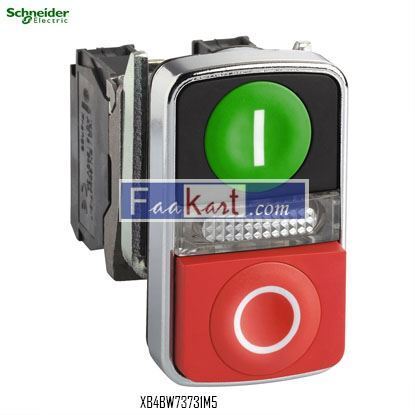 Picture of XB4BW73731M5  red projecting illuminated double-headed pushbutton