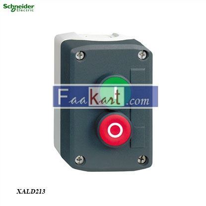 Picture of XALD213  Control station, plastic, dark grey lid, 2 flush push buttons
