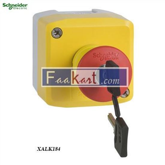 Picture of XALK184  Yellow station - 1 red mushroom head pushbutton