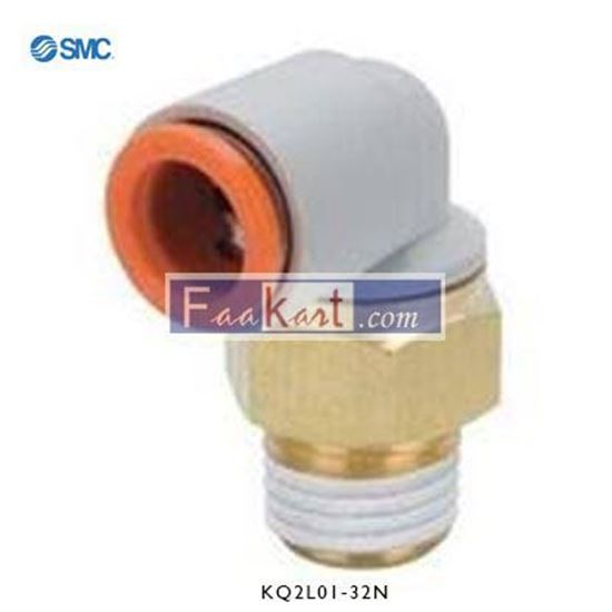 Picture of KQ2L01-32N SMC Pneumatic Elbow Threaded Adapter, UNF 10-32 Male