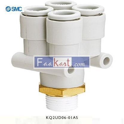 Picture of KQ2UD06-01AS SMC Pneumatic Bulkhead Threaded-to-Tube Adapter, Push In 6 mm, R 1/8 Male BSPPx6mm