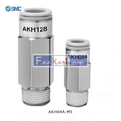 Picture of AKH04A-M5 SMC AKH Check Valve, 4mm Tube Inlet, M5 x 0.8 Male Outlet, -100 kPa → 1 MPa