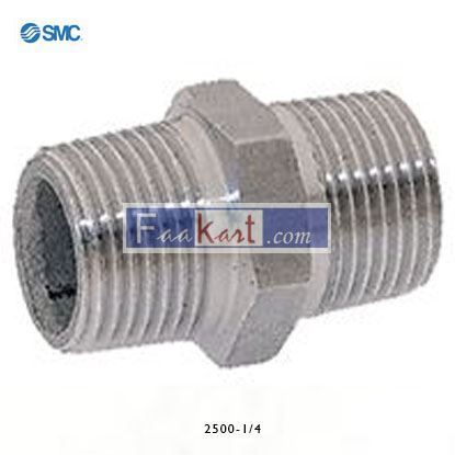 Picture of 2500-1/4 SMC Pneumatic Bulkhead Threaded Adapter, R 1/4 Male