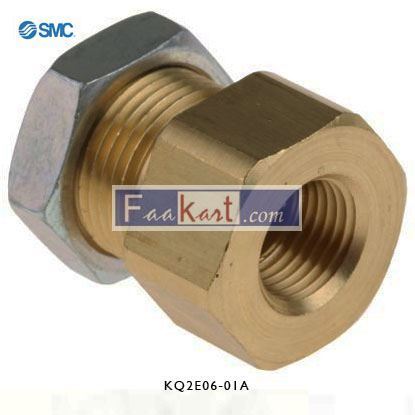 Picture of KQ2E06-01A  SMC Pneumatic Bulkhead Threaded-to-Tube Adapter, Push In 6 mm, Rc 1/8 Female BSPPx6mm