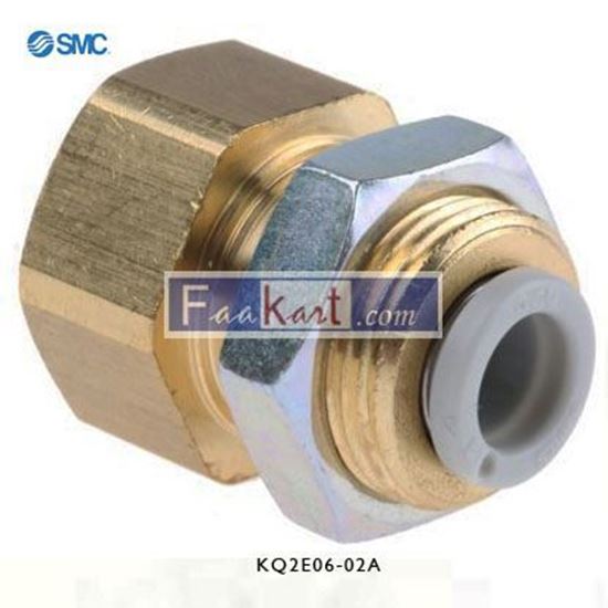 Picture of KQ2E06-02A  SMC Pneumatic Bulkhead Threaded-to-Tube Adapter, Push In 6 mm, Rc 1/4 Female BSPPx6mm