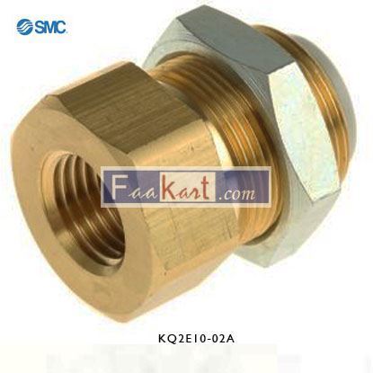 Picture of KQ2E10-02A  SMC Pneumatic Bulkhead Threaded-to-Tube Adapter, Push In 10 mm, Rc 1/4 Female BSPPx10mm