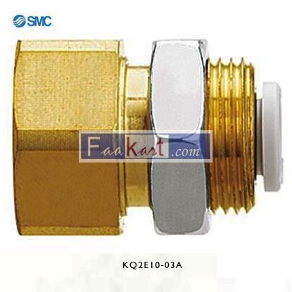 Picture of KQ2E10-03A  SMC Pneumatic Bulkhead Threaded-to-Tube Adapter, Push In 10 mm, Rc 3/8 Female BSPPx10mm
