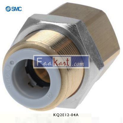 Picture of KQ2E12-04A  SMC Pneumatic Bulkhead Threaded-to-Tube Adapter, Push In 12 mm, Rc 1/2 Female BSPPx12mm