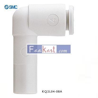 Picture of KQ2L04-08A  SMC Pneumatic Elbow Tube-to-Tube Adapter Push In 4 mm to Push In 8 mm