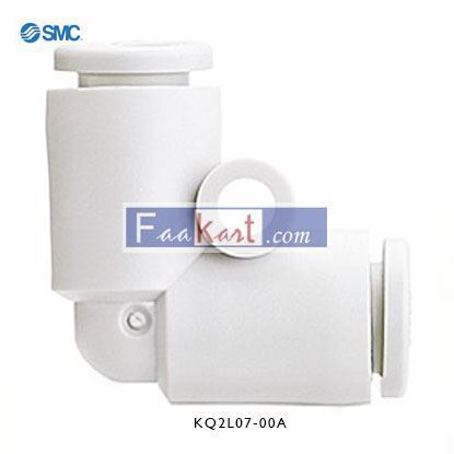 Picture of KQ2L07-00A  SMC Pneumatic Elbow Tube-to-Tube Adapter Push In 1/4 in to Push In 1/4 in