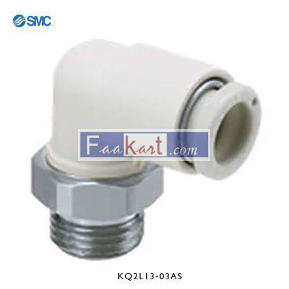 Picture of NewSMC Threaded-to-Tube Male Stud Elbow R 3/8 to Push In 1/2 in, KQ2 Series, 1 MPa