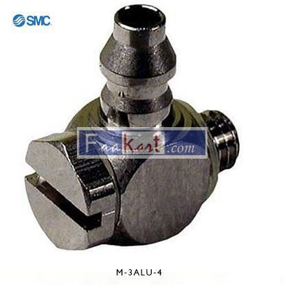 Picture of M-3ALU-4 NewSMC Threaded-to-Tube Pneumatic Elbow Threaded-to-Tube Adapter M3 to Barbed 4 mm, M Series, 1 MPa