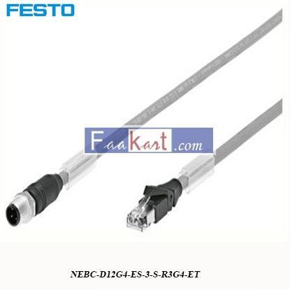 Picture of NEBC-D12G4-ES-3-S-R3G4-ET FESTO 4 Pin D-coded to RJ45 Cable