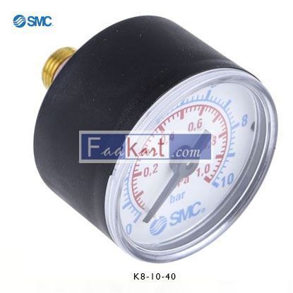 Picture of K8-10-40   SMC K8-10-40 Analogue Positive Pressure Gauge Back Entry 10bar, Connection Size R 1/8