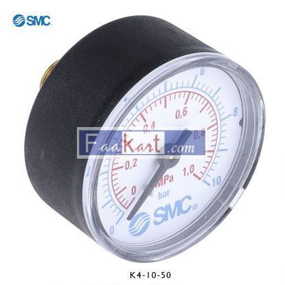 Picture of K4-10-50   SMC K4-10-50 Analogue Positive Pressure Gauge Back Entry 10bar, Connection Size R 1/4