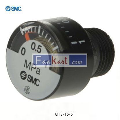 Picture of G15-10-01  SMC G15-10-01 Analogue Positive Pressure Gauge Back Entry 1MPa, Connection Size R 1/8