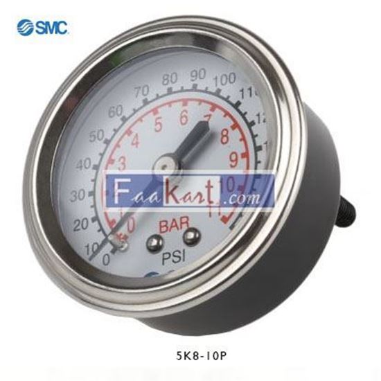 Picture of 5K8-10P   SMC 5K8-10P Analogue Positive Pressure Gauge Back Entry 10bar, Connection Size R 1/8