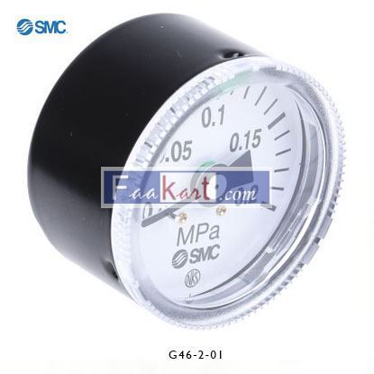 Picture of G46-2-01  SMC G46-2-01 Analogue Positive Pressure Gauge Back Side 0.2MPa, Connection Size R 1/8