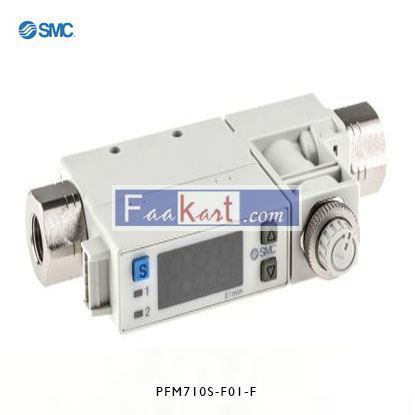 Picture of PFM710S-F01-F  SMC, 0.2 → 10 L/min Flow Controller, PNP, 24 V dc, 3 Digit 7 Segment LED