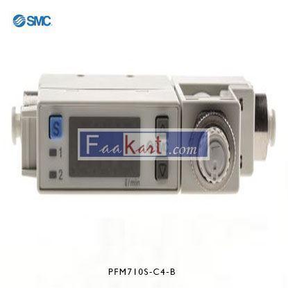 Picture of PFM710S-C4-B  SMC, 0.2 → 10 L/min Flow Controller, PNP, 24 V dc, 3 Digit 7 Segment LED