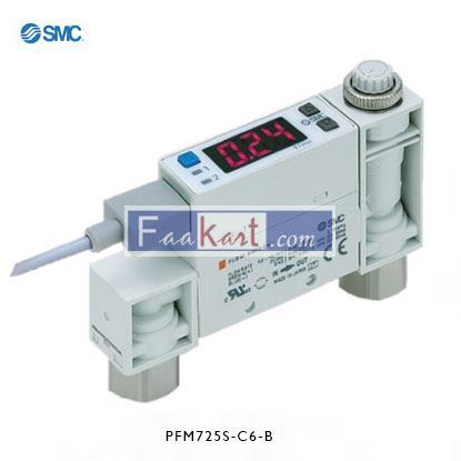 Picture of PFM725S-C6-B  SMC, 0.5 → 25 L/min Flow Controller, PNP, 24 V dc, 3 Digit 7 Segment LED