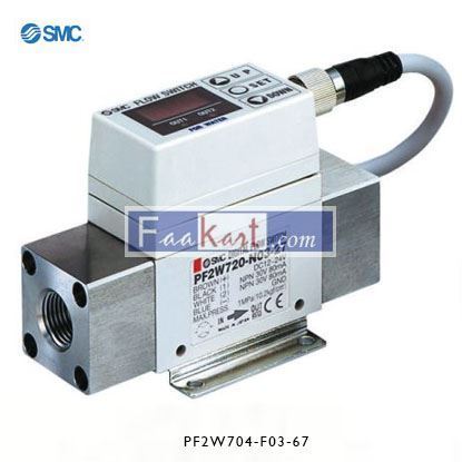 Picture of PF2W704-F03-67  SMC, 0.5 → 4 L/min Flow Controller, M12 Connector, PNP, 12 → 24 V dc, 3 Digit 7 Segment LED