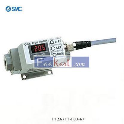 Picture of PF2A711-F03-67   SMC, 100 L/min Flow Controller, M12 Connector, PNP, 12 → 24 V dc, 3 Digit 7 Segment LED