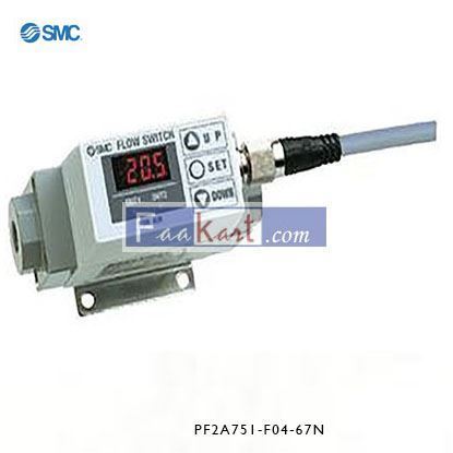 Picture of PF2A751-F04-67N  SMC, 500 L/min Flow Controller, M12 Connector, PNP, 12 → 24 V dc, 3 Digit 7 Segment LED