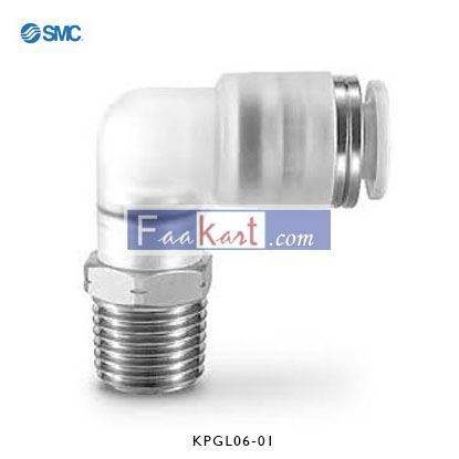 Picture of KPGL06-01  SMC Threaded-to-Tube Elbow Connector R 1/8 to Push In 6 mm, KPG Series, 1 MPa