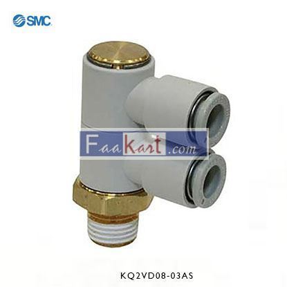 Picture of KQ2VD08-03AS   SMC Threaded-to-Tube Elbow Connector R 3/8 to Push In 8 mm, KQ2 Series, 1 MPa, 3 MPa