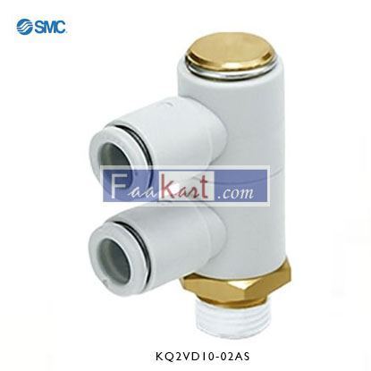 Picture of KQ2VD10-02AS   SMC Threaded-to-Tube Elbow Connector R 1/4 to Push In 10 mm, KQ2 Series, 1 MPa, 3 (Proof) MPa