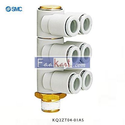 Picture of KQ2ZT04-01AS SMC Threaded-to-Tube Elbow Connector R 1/8 to Push In 4 mm, KQ2 Series