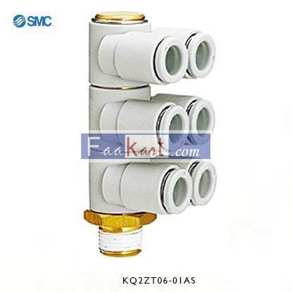 Picture of KQ2ZT06-01AS SMC Threaded-to-Tube Elbow Connector R 1/8 to Push In 6 mm, KQ2 Series