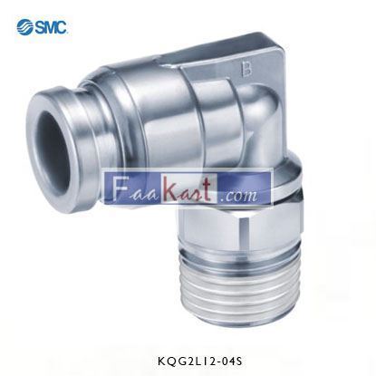 Picture of KQG2L12-04S     SMC Threaded-to-Tube Elbow Connector R 1/2 to Push In 12 mm, KQG2 Series, 1 MPa