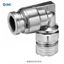 Picture of KQG2L23-01S     SMC Threaded-to-Tube Elbow Connector R 1/8 to Push In 3 mm, KQG2 Series, 1 MPa, 3 (Proof) MPa