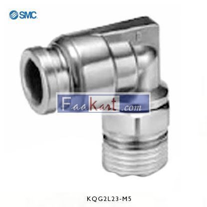 Picture of KQG2L23-M5      SMC Threaded-to-Tube Elbow Connector M5 to Push In 3 mm, KQG2 Series, 1 MPa, 3 (Proof) MPa