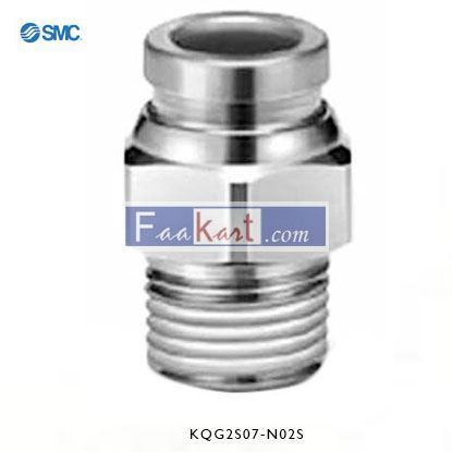 Picture of KQG2S07-N02S    SMC Threaded-to-Tube Elbow Connector NPT 1/4 to Push In 1/4 in, KQG2 Series, 1 MPa, 3 (Proof) MPa