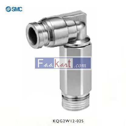 Picture of KQG2W12-02S    SMC Threaded-to-Tube Elbow Connector R 1/4 to Push In 12 mm, KQG2 Series, 1 MPa, 3 (Proof) MPa