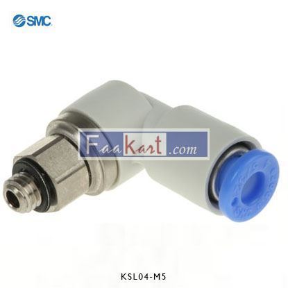 Picture of KSL04-M5       SMC Threaded-to-Tube Elbow Connector M5 to Push In 4 mm, KSL Series, 1 MPa