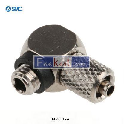 Picture of M-5HL-4      SMC Threaded-to-Tube Elbow Connector M5 to Barbed 4 mm, M Series, 1.5 MPa