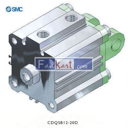 Picture of CDQSB12-20D   SMC Pneumatic Compact Cylinder 12mm Bore, 20mm Stroke, CQS Series, Double Acting