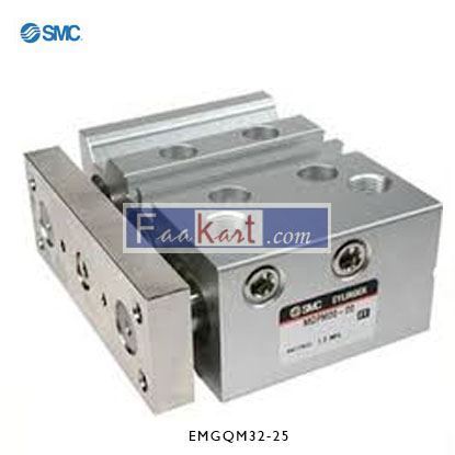 Picture of EMGQM32-25     SMC Pneumatic Guided Cylinder 32mm Bore, 25mm Stroke, MGQ Series, Double Acting